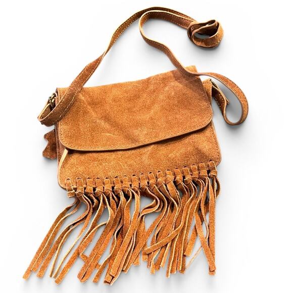 H&M Handbags - H&M leather suede fringe crossbody bag purse Bohemian Western Festival tassel